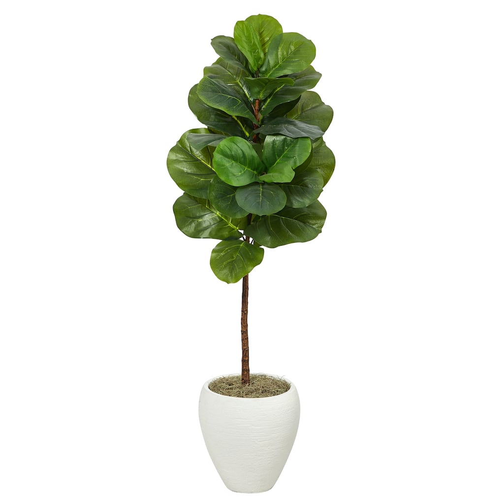 Artificial Fig Tree with Planter - 52" Faux Tree Indoor Greenery Home Decor - Green - 61 Inches and Over