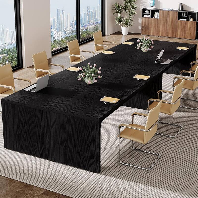 6.5FT Conference Table, Large Rectangle Conference Room Table - 6pcs - Black
