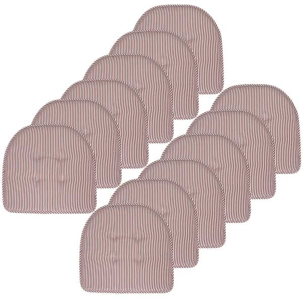 slide 2 of 10, Pinstripe U-shaped Memory Foam Chair Pad Burgundy - Set of 12