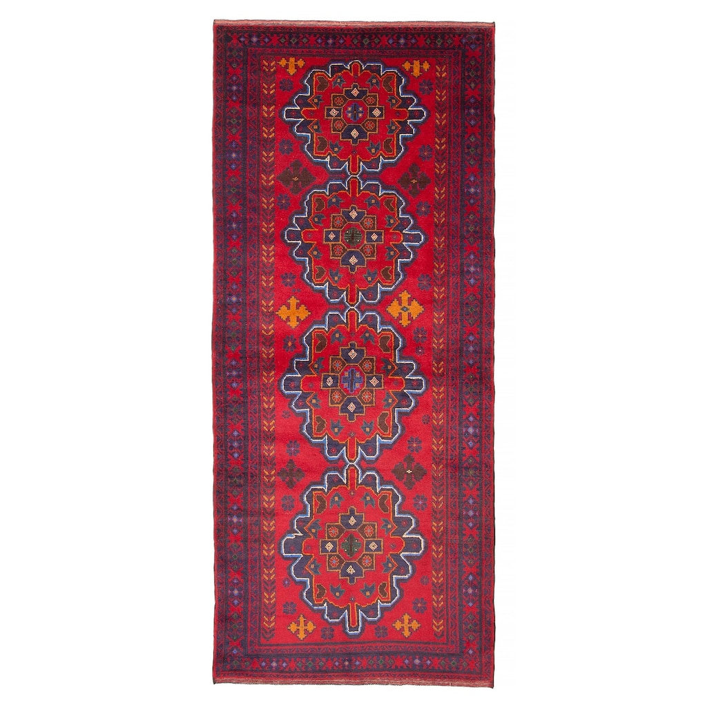 ECARPETGALLERY Hand-knotted Teimani Red Wool Rug - 3'9 x 9'0