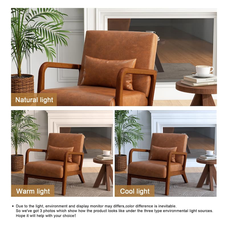 Mid Century Modern Upholstered Accent Chair with Pillow