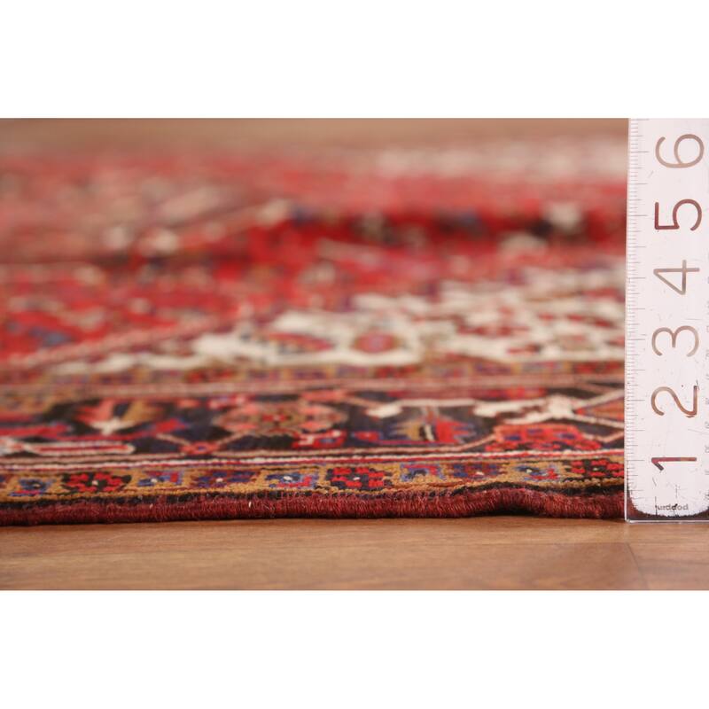 Hand Knotted Oriental 100% Wool Carpet Traditional Medallion Red Heriz Area Rug - 11' 0'' X 7' 6''