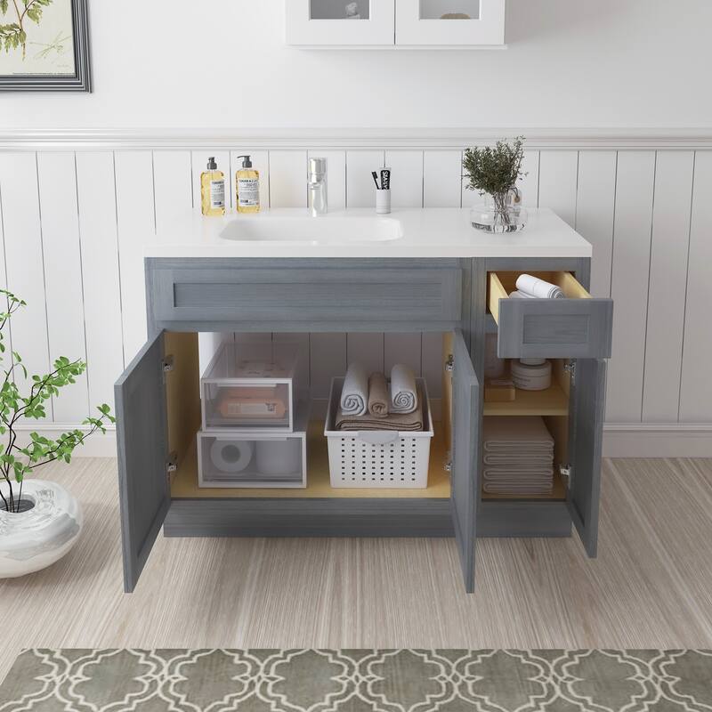 Vanity Art 51" Oak Freestanding Bathroom Vanity Cabinet without Top