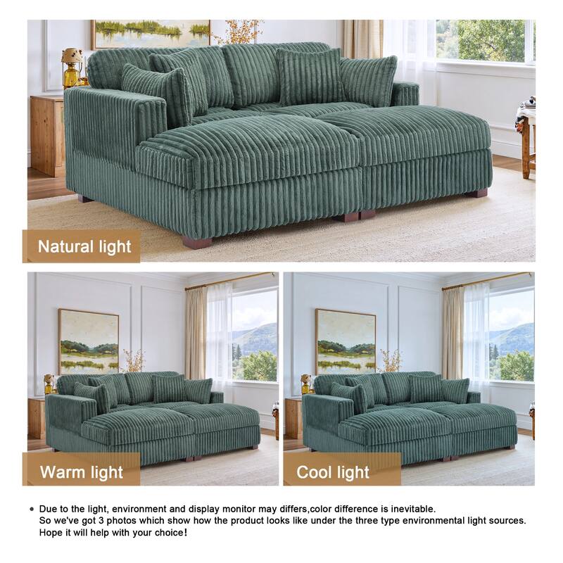 Modern Modular Flannel Fabric Upholstered Sectional Sofa with Square Arm