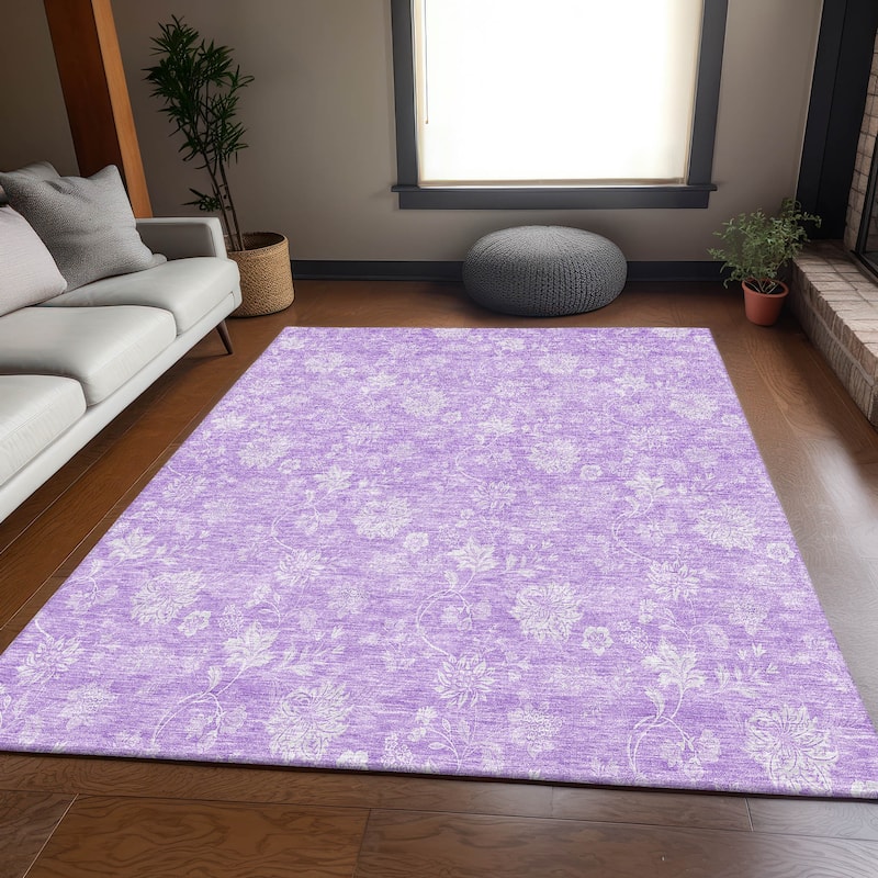 Premium Washable Super Soft Floral Garden Mayfield Rug - Lilac - 8' x 10' - Rectangle