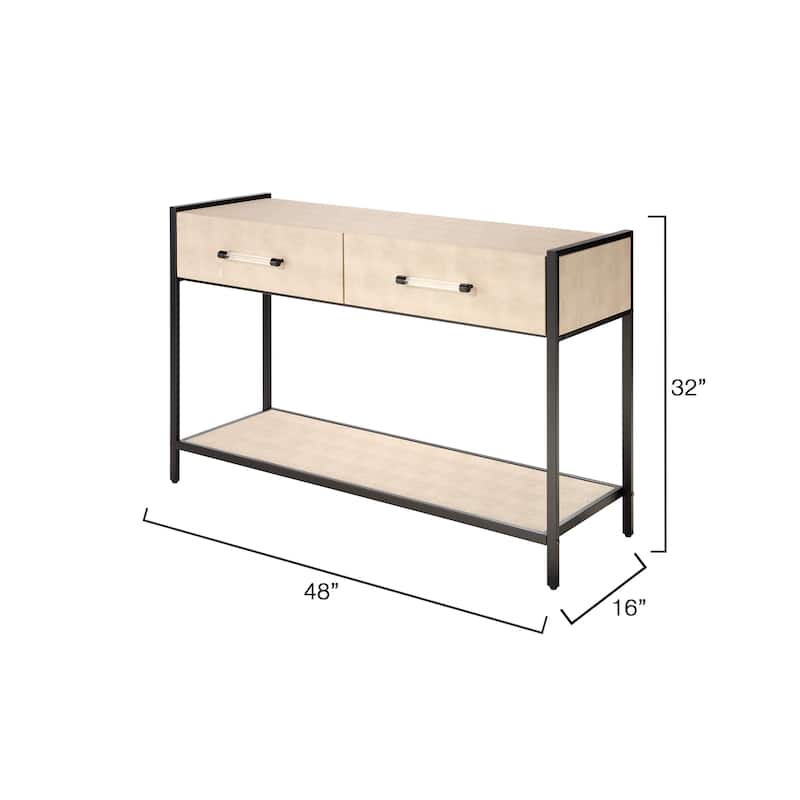 Alden Decor Monaco Faux Shagreen 2-Drawer Console, Taupe