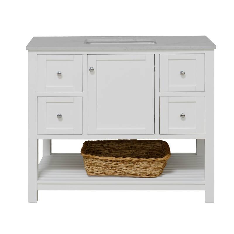 KitchenBathCollection Lakeshore 42" Bathroom Vanity with Engineered Carrara Top