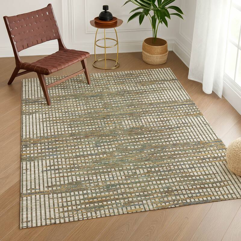 Machine Washable Indoor/ Outdoor Casual Keystone Chantille Rug