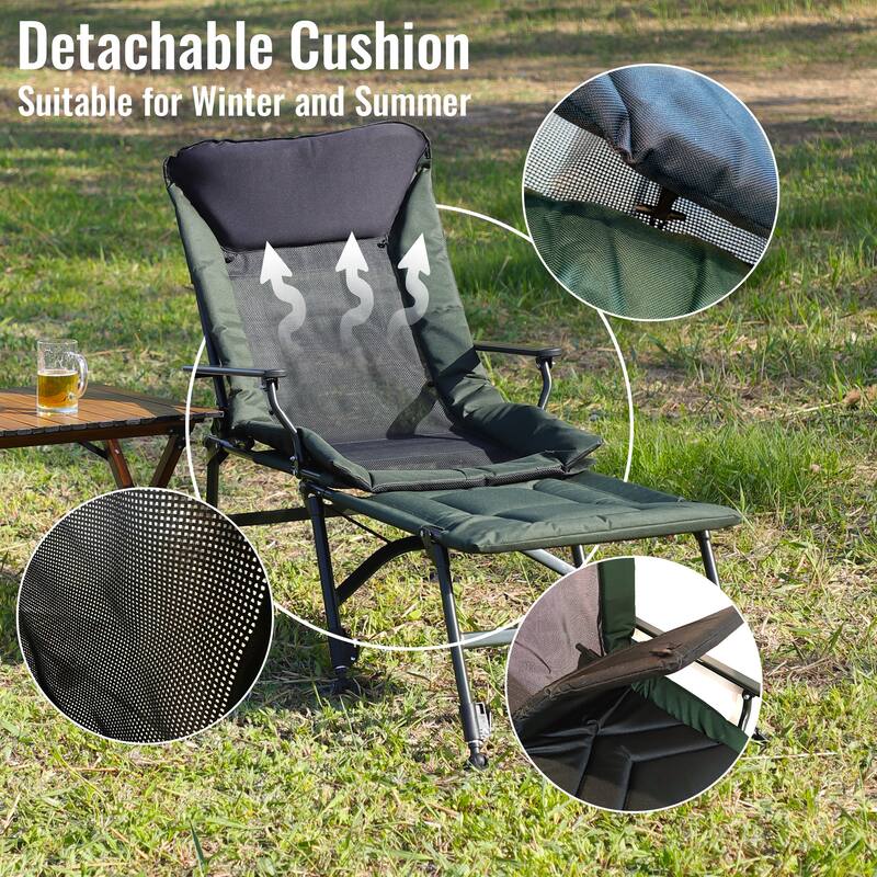 Folding Camping Lounge Chair with Detachable Footrest