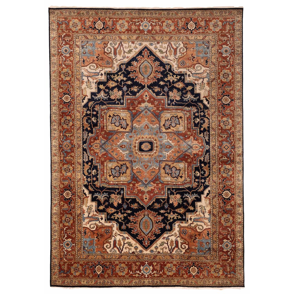 ECARPETGALLERY Hand-knotted Jules Sultane Dark Navy Wool Rug - 9'10 x 13'10