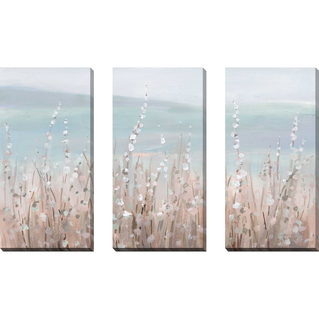 "Coastal Morning Blooms" 3 Piece Set on Canvas