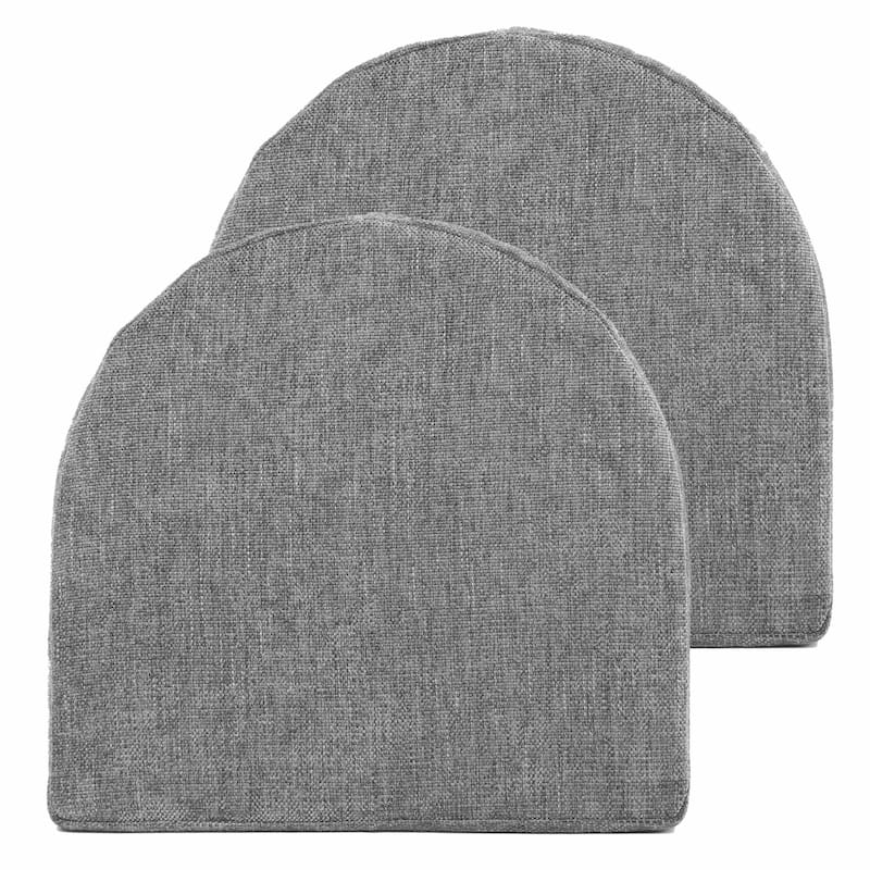 Sweet Home Collection U-Shape High Density Memory Foam Chair Pads with Ties - Set of 2 - Grey