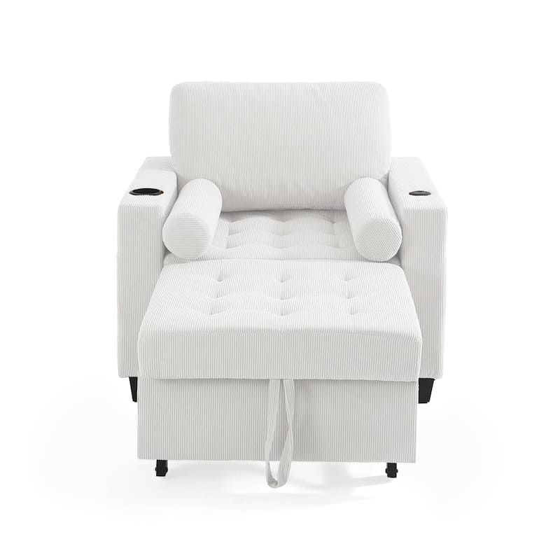 39" Adjustable Recline Convertible Sleeper Accent Chair with USB Port