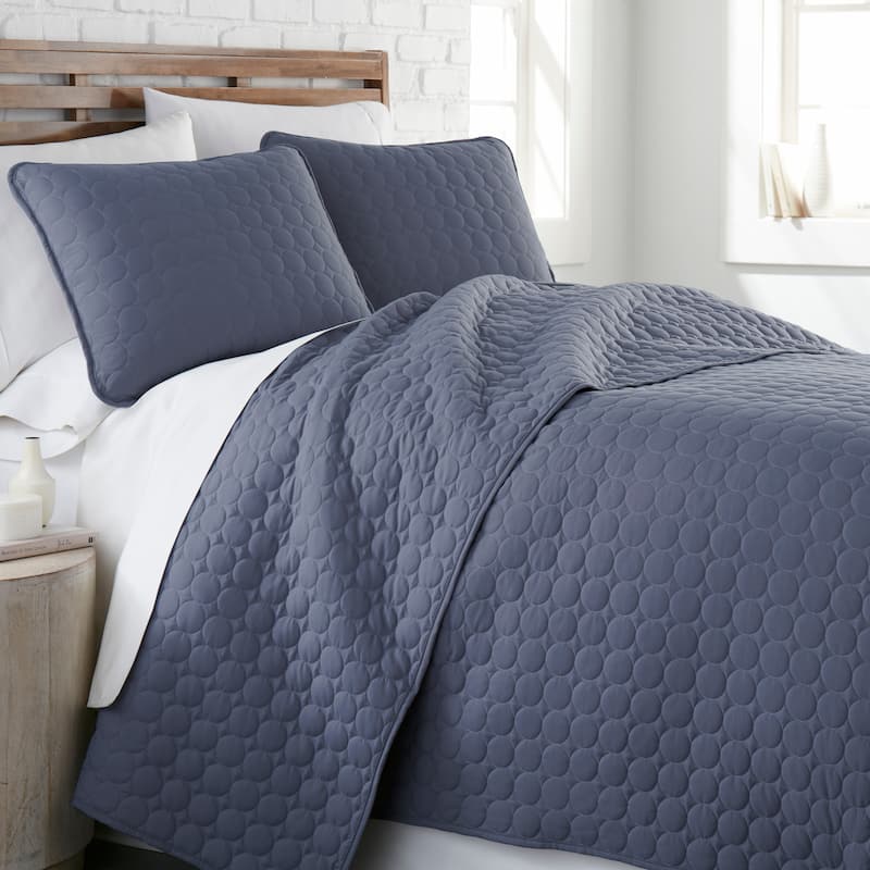 Vilano Ultra-Soft Lightweight 3-piece Quilt and Sham Set - Steel Blue - Full - Queen