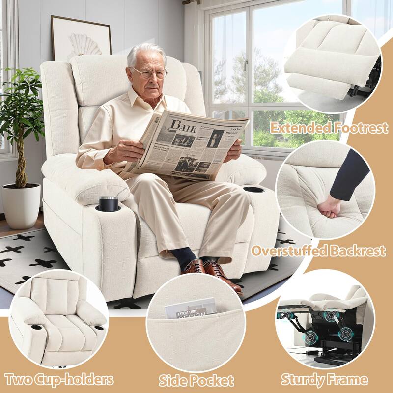GDFStudio - Power Lift Recliner Chair with Extended Footrest