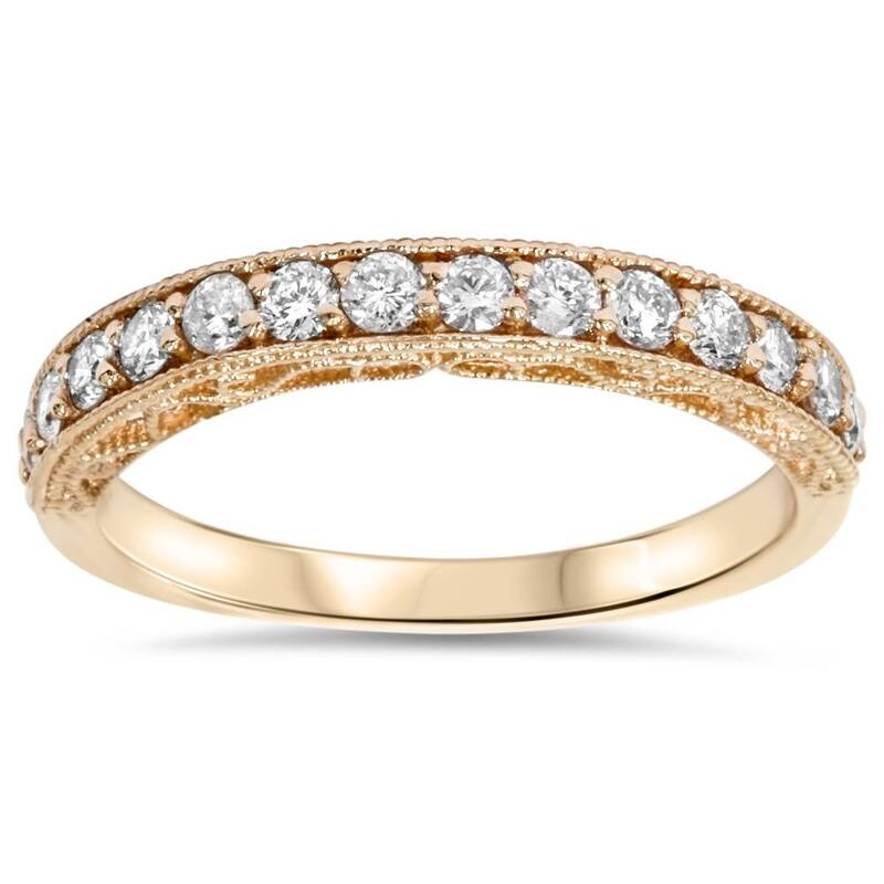 1/3ct Vintage Scroll Design Diamond Wedding Ring Rose Gold