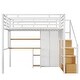 preview thumbnail 11 of 22, Full Size Metal Loft Bed with Wardrobe, Desk, Storage Shelves