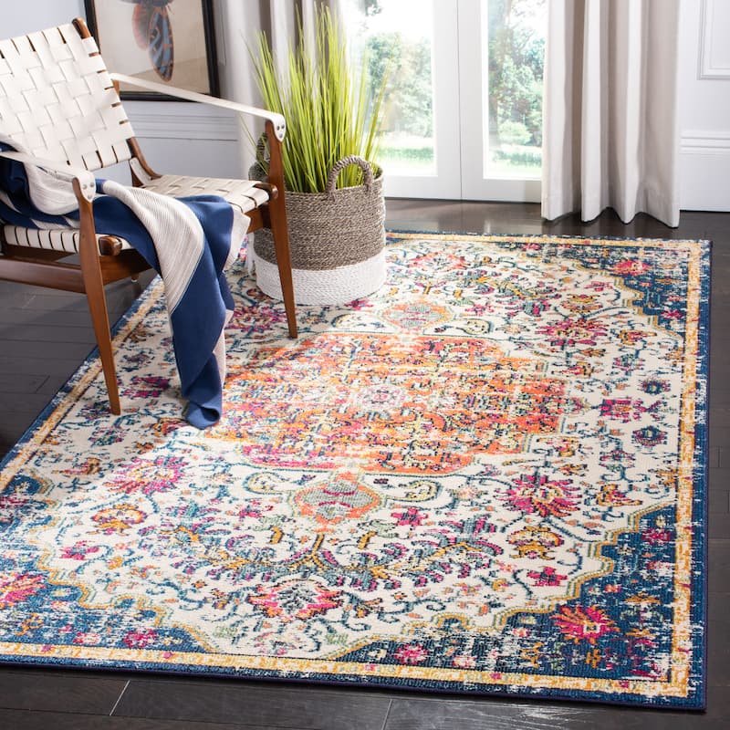SAFAVIEH Madison Sabire Boho Medallion Distressed Rug - 12' x 18' - Ivory/Orange