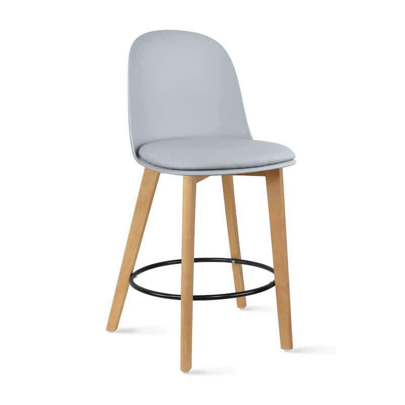Set of 2 Designer Eiffel Chairs Counter Stools With Backs Side Molded Shell Kitchen Office Dining Dowel Bar Patio