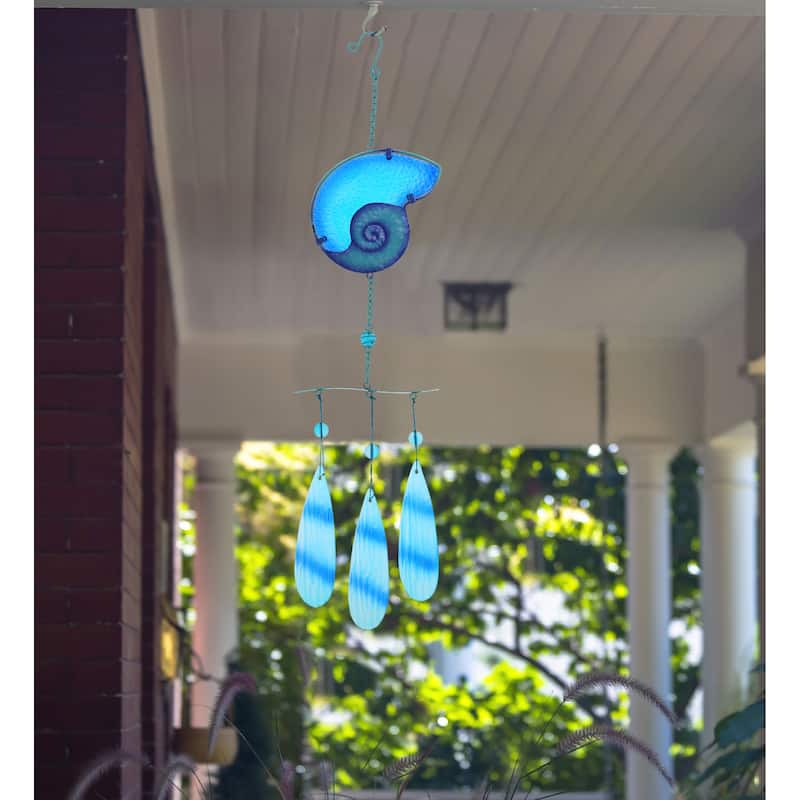 CoTa Global Blue Shell Hanging Sea Glass Wind Chime - 26.77 Inch