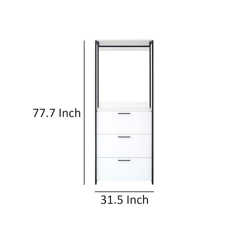 Cox Modular Closet System, 3 Storage Drawers, Hanging Rod, Black Metal