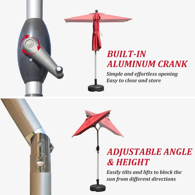 GDFStudio - Rectangular Patio Umbrella with Crank Lift and Multi-Angle Tilt, UV-Resistant Outdoor Shade