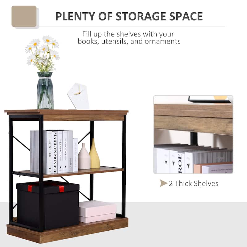 HOMCOM 2/4-Tier Industrial Style Storage Steel Wooden Shelf with a Robust Multi-Functional Design, Tall Organizer