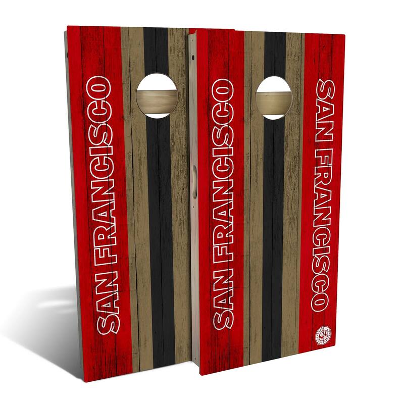 San Francisco Football Outdoor Cornhole Board Set - All-Weather 2x4 - Include Case + Hole Lights