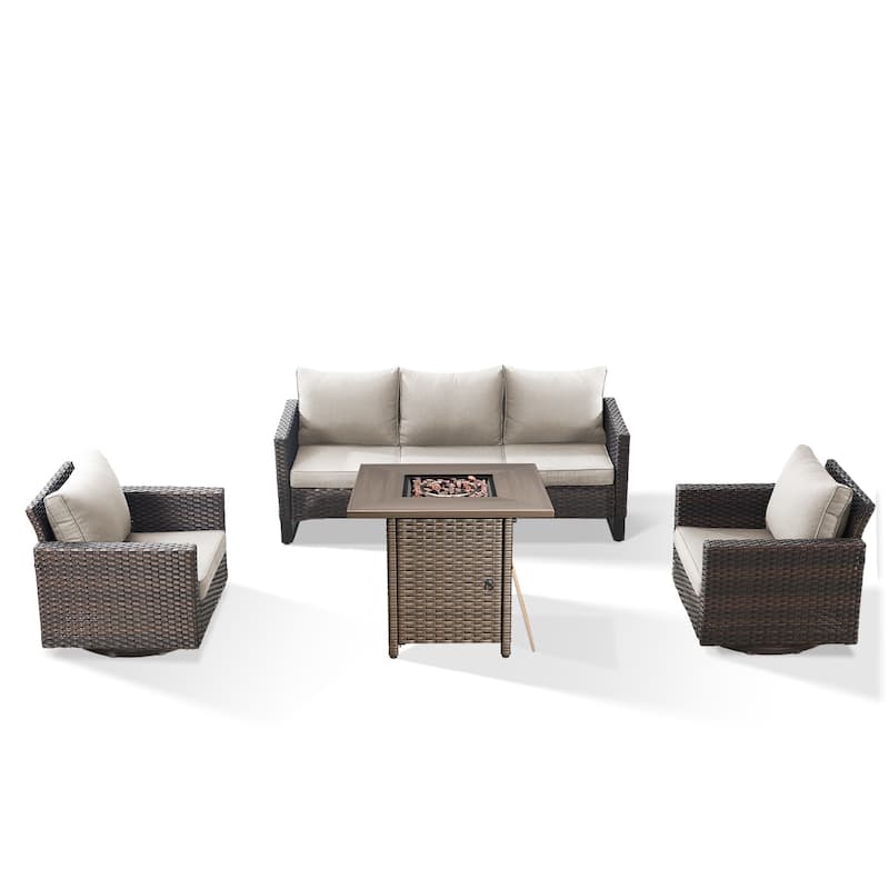 Outdoor Pocassy Sofa Chairs Set with Fire Table