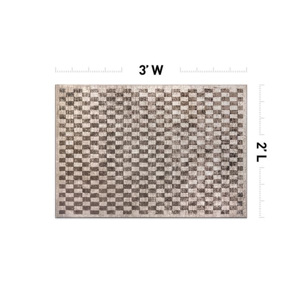 dimension image slide 9 of 14, Contemporary Checkered Area Rug