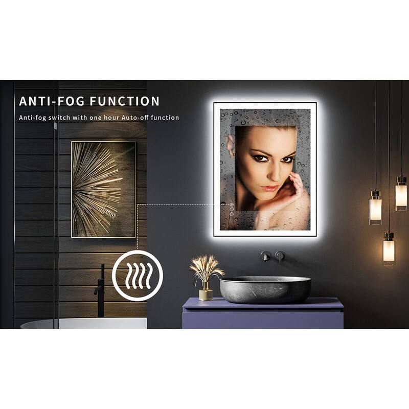 Rectangular LED Light Anti-Fog Vanity Mirror with Backlit, Front Light - 40 in. W x 24 in. H