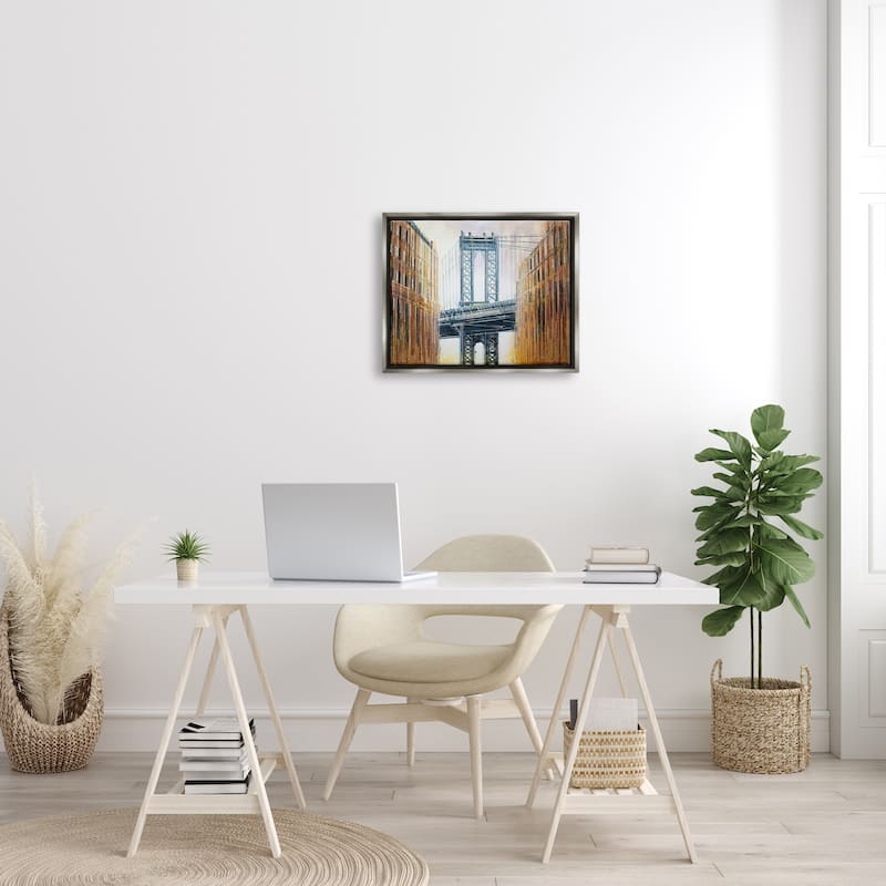 Stupell Modern Urban Bridge Framed Floater Canvas Wall Art Design by Marc Todd