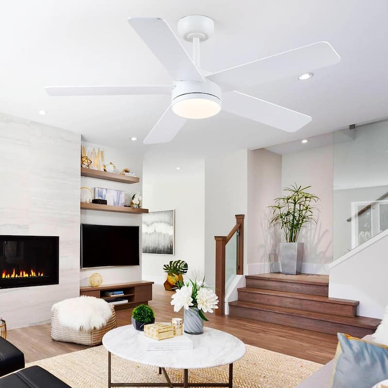 46“/52” Inch Modern Ceiling Fan with LED and Remote,5 Plywood Blades,Remote and APP Control