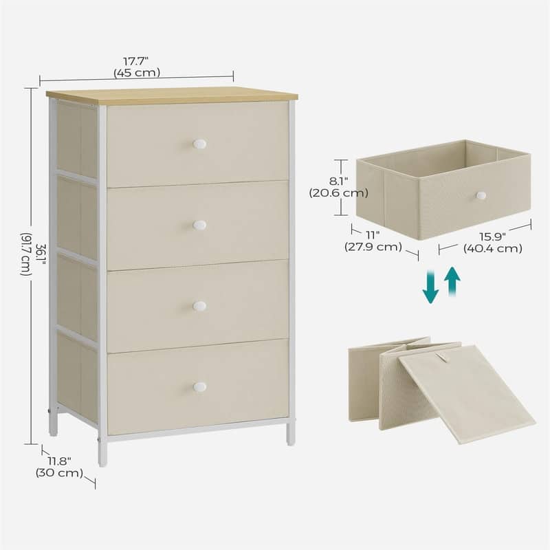 Dresser for Bedroom, Fabric Dresser with 4 Drawers