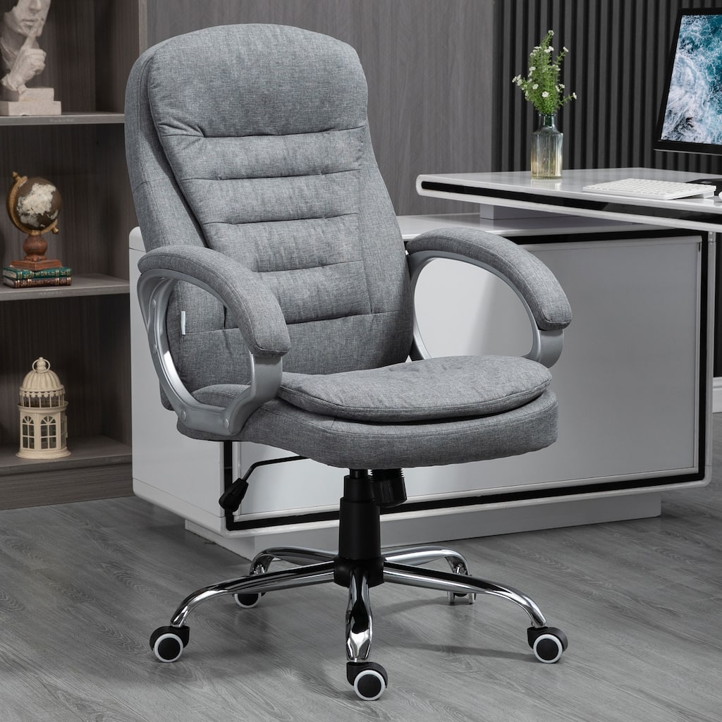 Vinsetto Adjustable Height Ergonomic High Back Home Office Chair with Armrests - Grey