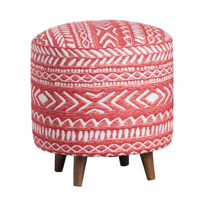 Halvorson Red Stool With Mango Wood Feet