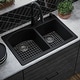 preview thumbnail 2 of 19, Karran Drop-In Quartz 33 in. 1-Hole 60/40 Double Bowl Kitchen Sink Kit
