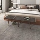 preview thumbnail 41 of 60, Solid Wood Entryway Bench Rubberwood Platform Vanity Bench with Slatted Design for Living Room & Bedroom Furniture