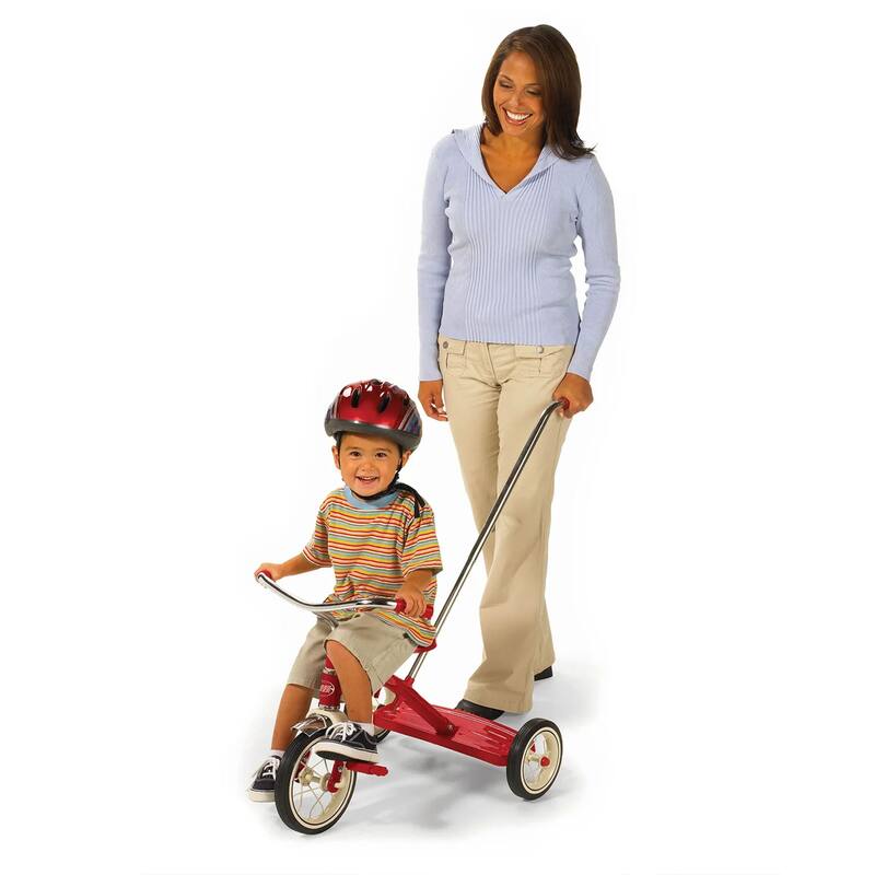 Radio Flyer 34TX Classic Steel Framed Tricycle with 3 Position Push Handle, Red - 17.2