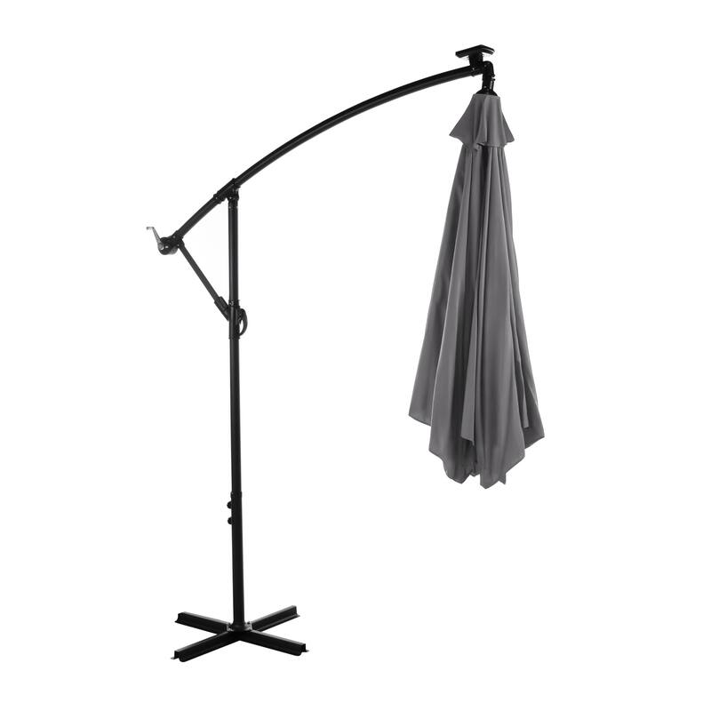 Glam 10-foot Solar LED Cantilever Umbrella with Base (UV 50+)