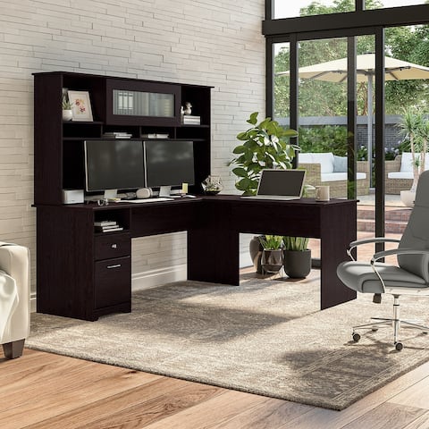 72W L-shaped Computer Desk with Hutch and Drawers by Bush Furniture