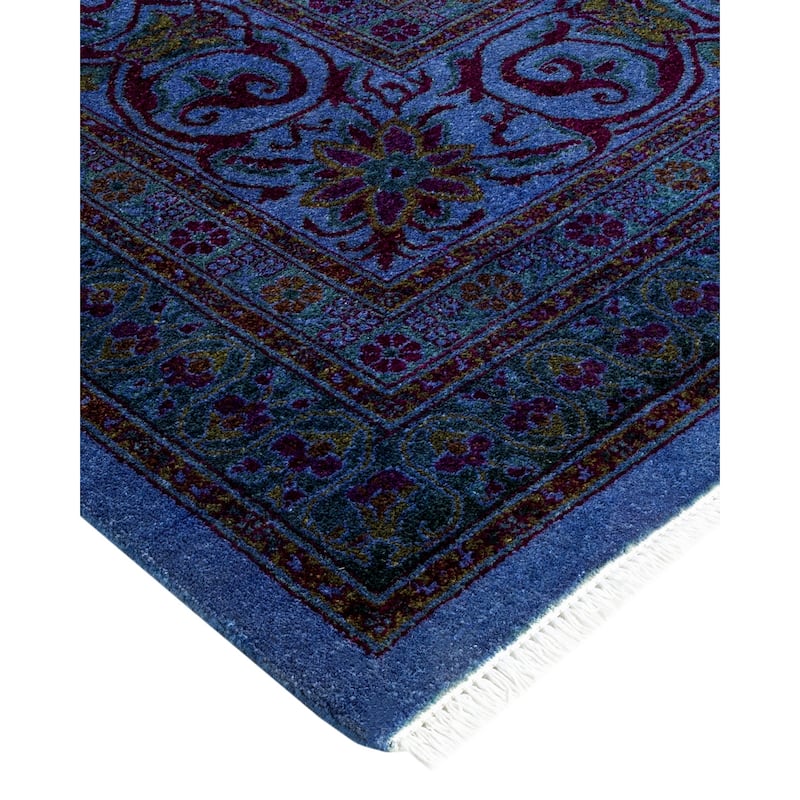 Overton Hand Knotted Wool Contemporary Overdyed Blue Area Rug - 10' x 14'