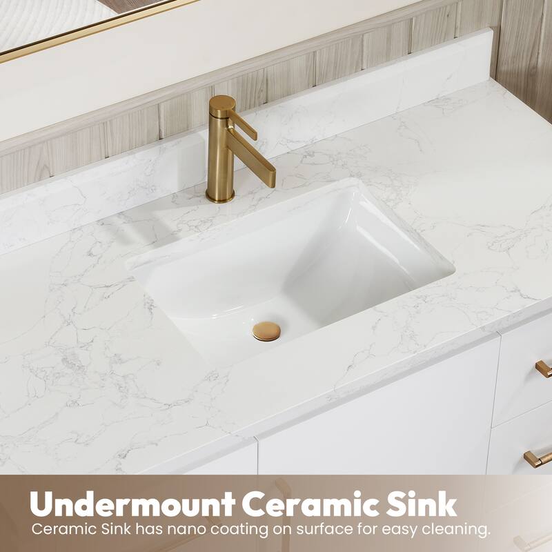 San Single Bath Vanity with Composite Stone Top and Mirror