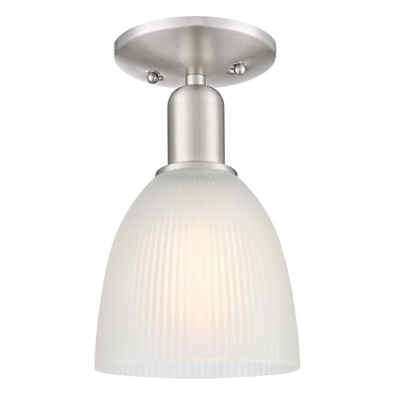 Innovations Lighting 716-1C-11-6 Castile Semi-Flush Castile 6" Wide - Brushed Satin Nickel / White