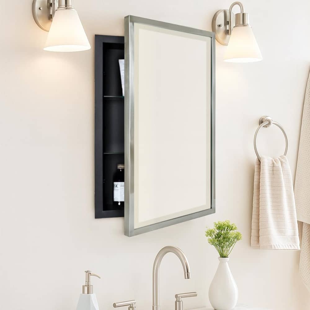 TEHOME Haddison Recessed Framed Medicine Cabinet with Mirror and Adjustable Shelves