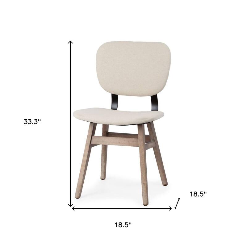 HomeRoots Set Of Two Cream And Brown Upholstered Fabric Open Back Side Chairs - 18.50 in. x 33.30 in. x 18.50 in.