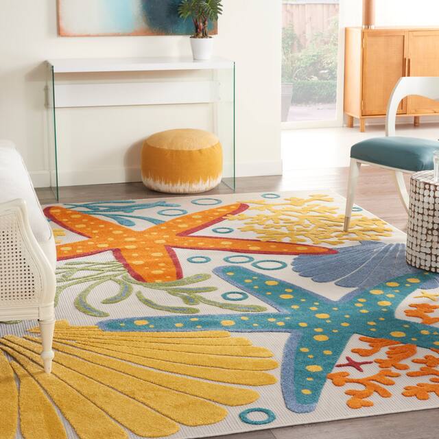Nourison Aloha Coastal Beach Starfish Indoor/Outdoor Area Rug