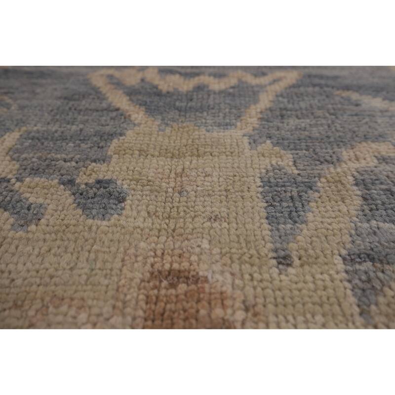 Vegetable Dye Blue Oushak Oriental Area Rug Hand-Knotted Wool Carpet - 6'2"x 8'9"