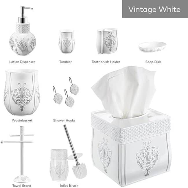 Creative Scents Vintage White Bathroom Toilet Brush Set