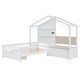 preview thumbnail 13 of 11, Twin Size Wood House Bed with Upholstered Sofa